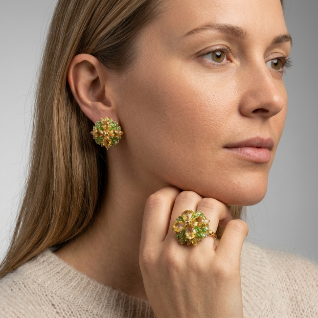 Victoria Authentic - Natural 10.2 carat Brazilian Citrine .925 Sterling Silver dipped in 18K Gold handmade Statement Ring size 8 1/4