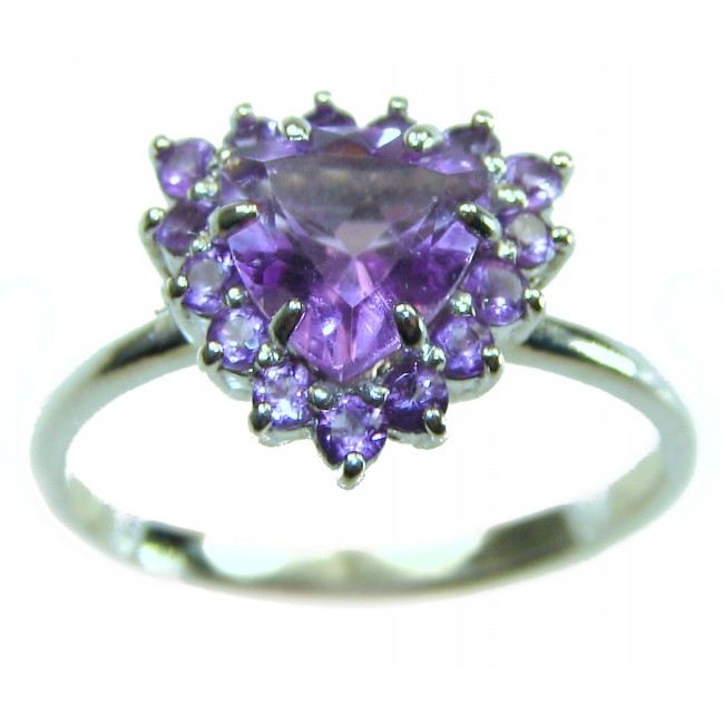 Purple Queen trillion cut 8.2 carat Amethyst .925 Sterling Silver Handcrafted Ring size 9