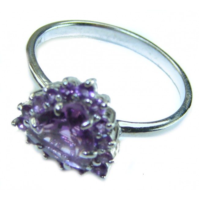 Purple Queen trillion cut 8.2 carat Amethyst .925 Sterling Silver Handcrafted Ring size 9