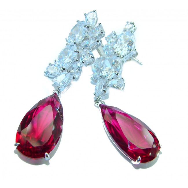Magnificent Jewel 15.5 carat Ruby .925 Sterling Silver handcrafted incredible earrings