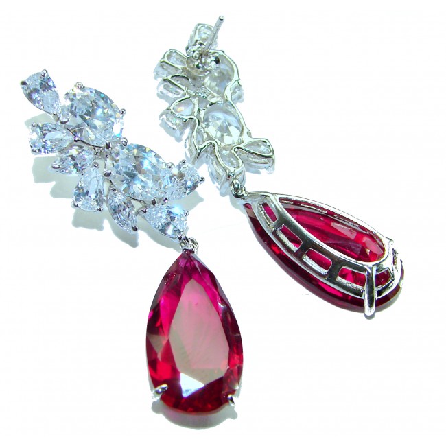 Magnificent Jewel 15.5 carat Ruby .925 Sterling Silver handcrafted incredible earrings