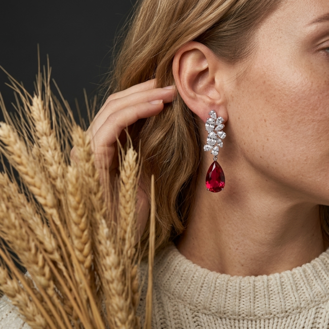 Magnificent Jewel 15.5 carat Ruby .925 Sterling Silver handcrafted incredible earrings