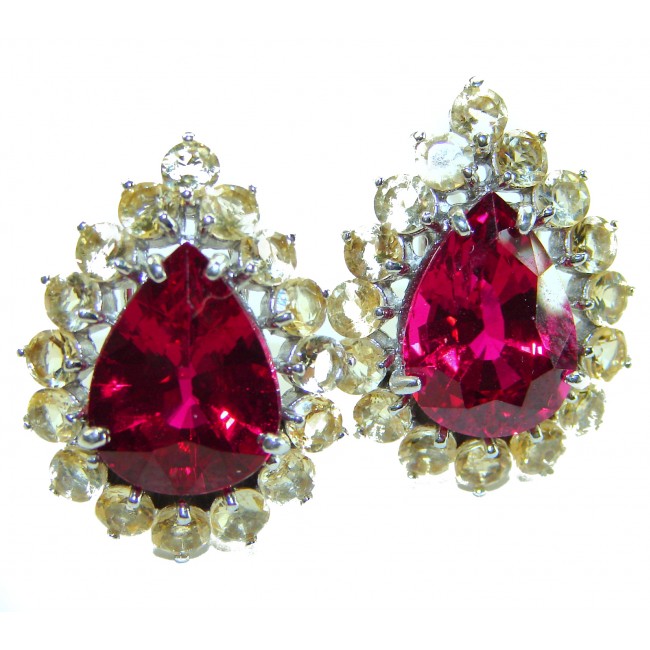 Luxurious natural 18.5 carat Red Topaz .925 Sterling Silver Perfectly handcrafted Earrings