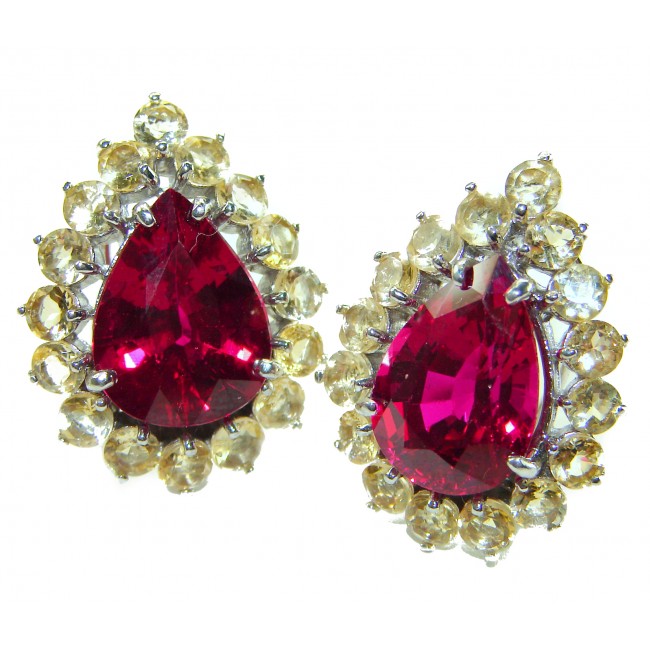 Luxurious natural 18.5 carat Red Topaz .925 Sterling Silver Perfectly handcrafted Earrings