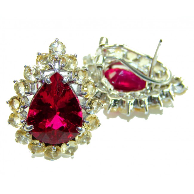 Luxurious natural 18.5 carat Red Topaz .925 Sterling Silver Perfectly handcrafted Earrings