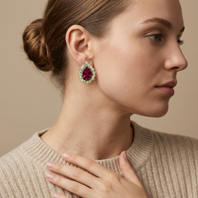 Luxurious natural 18.5 carat Red Topaz .925 Sterling Silver Perfectly handcrafted Earrings