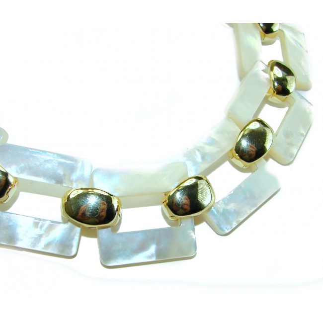 Rainbow Cascade Precious natural Blister Pearl 18K Gold over .925 Sterling Silver Necklace; 83.5 grams - photo 4