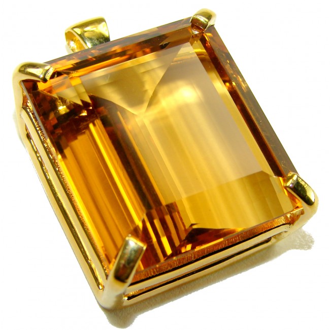 Luxury genuine 33.5 CARAT baquette cut Champagne Topaz .925 Sterling Silver dipped in 18K Gold handmade Pendant