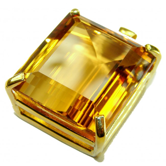 Luxury genuine 33.5 CARAT baquette cut Champagne Topaz .925 Sterling Silver dipped in 18K Gold handmade Pendant