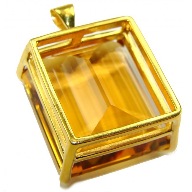 Luxury genuine 33.5 CARAT baquette cut Champagne Topaz .925 Sterling Silver dipped in 18K Gold handmade Pendant