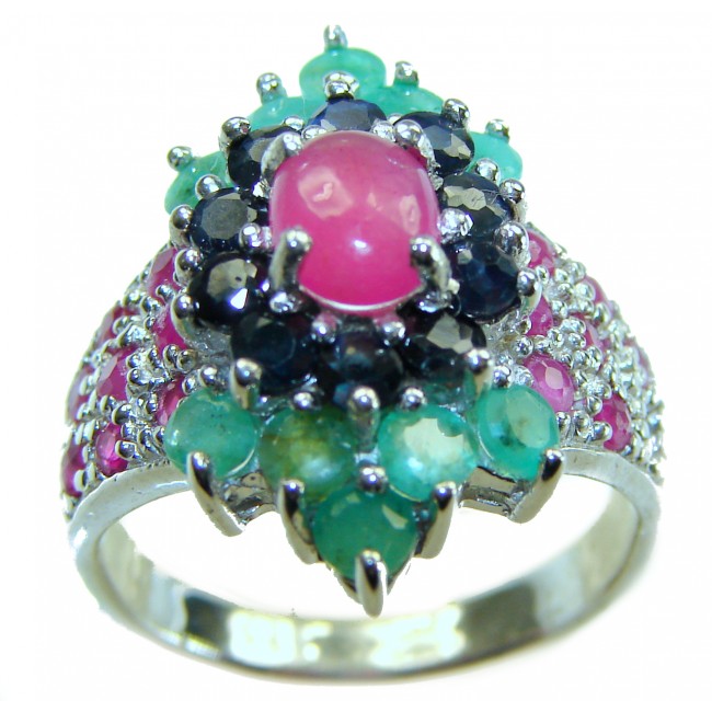 Real Beauty Natural 8.4 carat Ruby .925 Sterling Silver handmade Statement Ring size 7