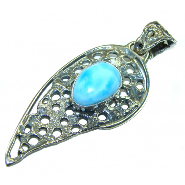 The best quality Natural Larimar from Dominican Republic .925 Sterling Silver handcrafted pendant - photo 3