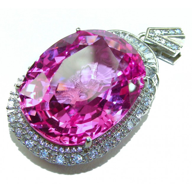 Angel's Wish Luxurious 36.7 carat Pink Sapphire .925 Sterling Silver handcrafted pendant