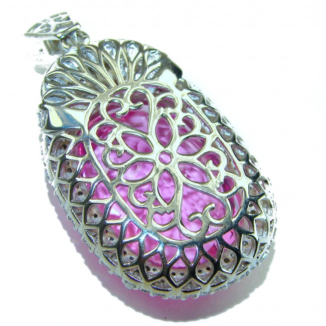 Angel's Wish Luxurious 36.7 carat Pink Sapphire .925 Sterling Silver handcrafted pendant