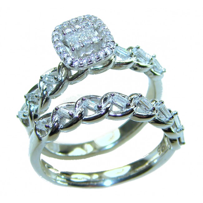 Aphrodite - 5.6 carat White Topaz .925 Sterling Silver handcrafted stack up ring size 8 - photo 4