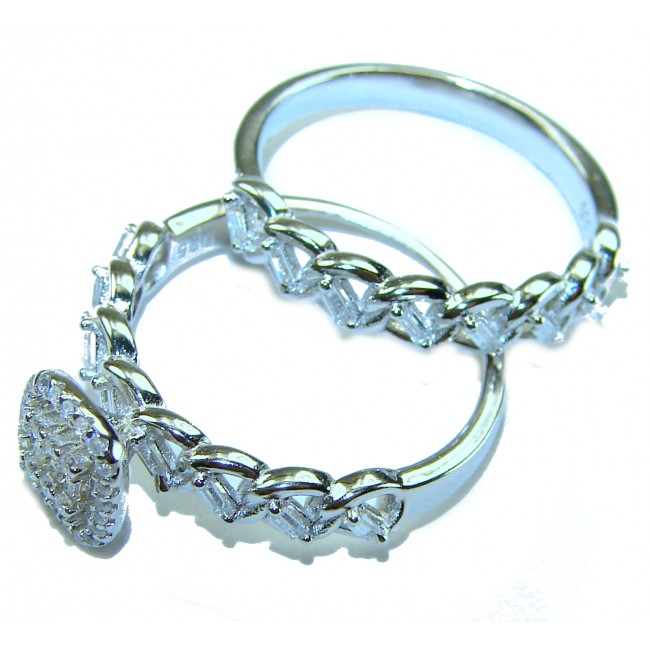 Aphrodite - 5.6 carat White Topaz .925 Sterling Silver handcrafted stack up ring size 8 - photo 3