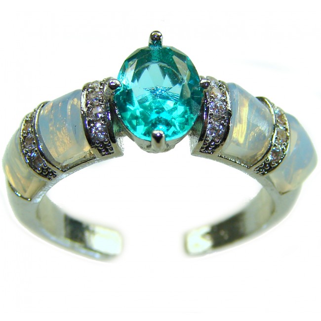 Wonderland 3.1 carat Paraiba Tourmaline .925 Sterling Silver Handcrafted Ring size 7 1/4