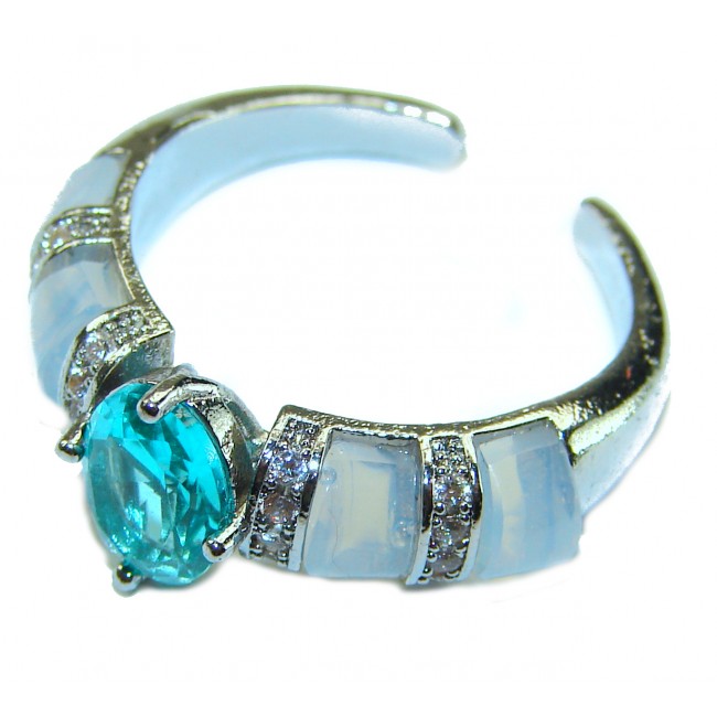 Wonderland 3.1 carat Paraiba Tourmaline .925 Sterling Silver Handcrafted Ring size 7 1/4