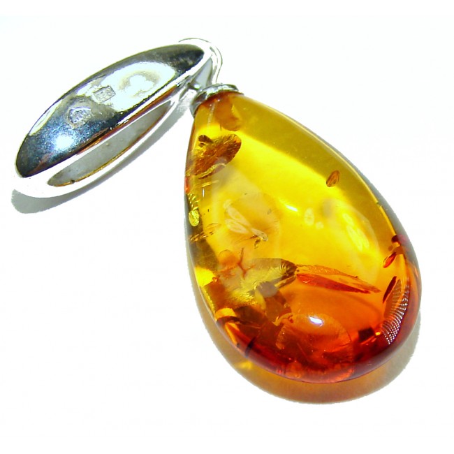 Prehistoric Authentic Baltic Amber .925 Sterling Silver beautifully handcrafted Pendant - photo 2