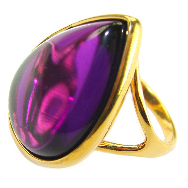 Purple Royalty 25.5 carat Amethyst .925 Sterling Silver dipped in 18K Gold over Handcrafted Ring size 9