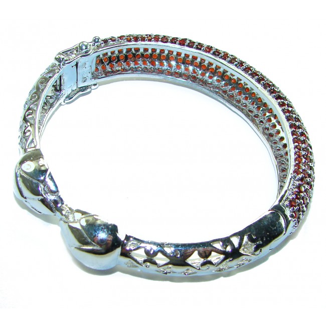 Dolce Vita - Precious Natural 42.5 carat Mozambique Garnet rhodium over .925 Sterling Silver handcrafted bracelet