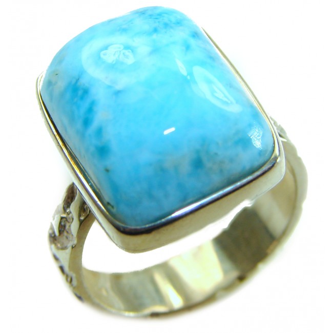 16.9 carat Blue Perfection natural Larimar .925 Sterling Silver handmade Large ring size 8 1/2