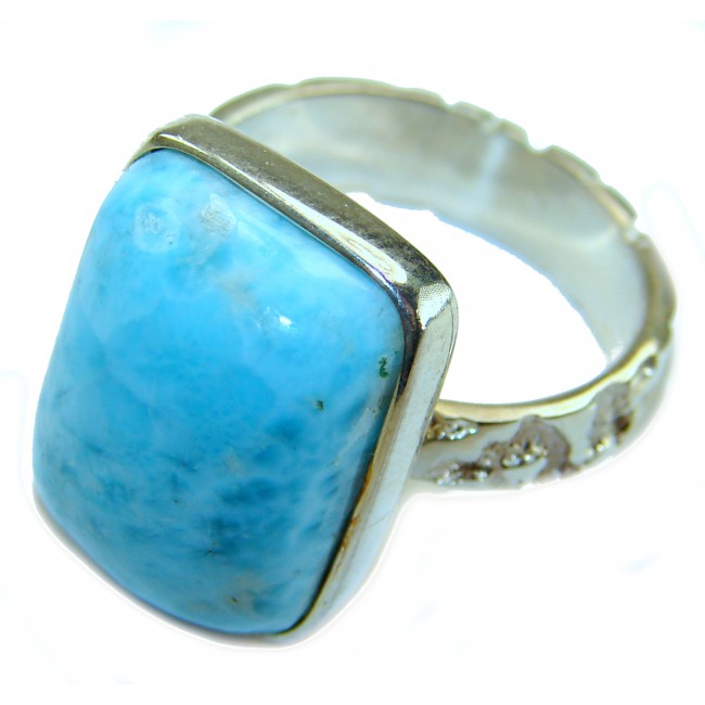 16.9 carat Blue Perfection natural Larimar .925 Sterling Silver handmade Large ring size 8 1/2