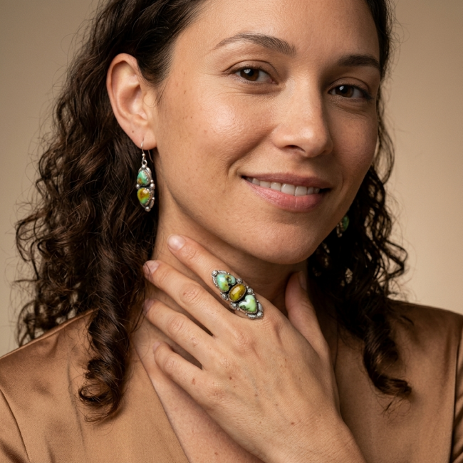 Serenity - 12.5 carat genuine Arizona Turquoise .925 Sterling Silver Ring size 7