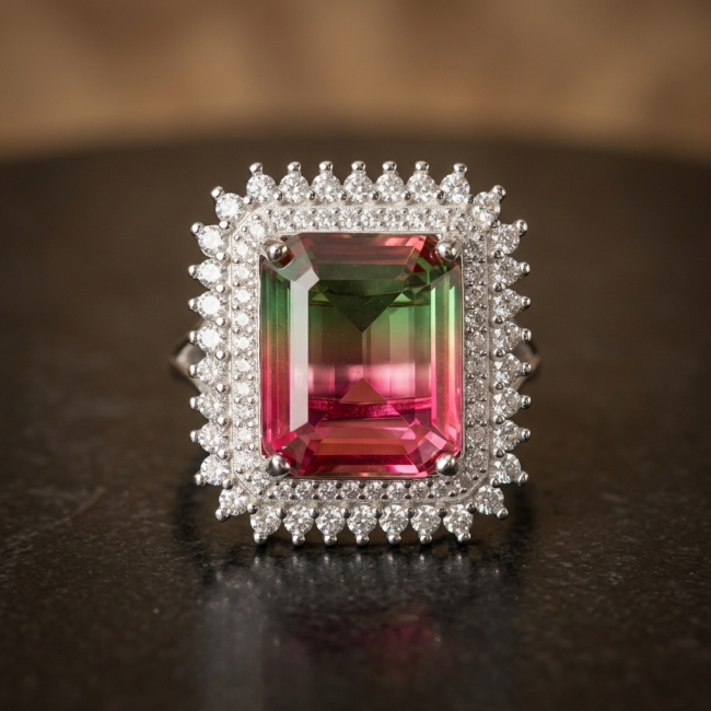 Bella Rosa Natural 10.8 carat Pink Topaz .925 Sterling Silver handmade Statement Ring size 7