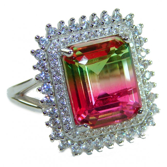Bella Rosa Natural 10.8 carat Pink Topaz .925 Sterling Silver handmade Statement Ring size 7