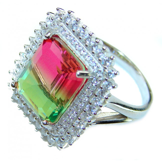 Bella Rosa Natural 10.8 carat Pink Topaz .925 Sterling Silver handmade Statement Ring size 7
