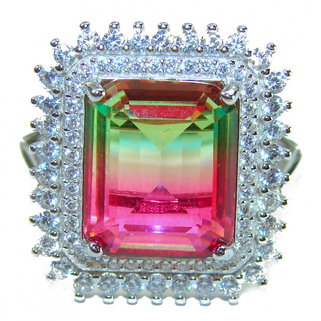 Bella Rosa Natural 10.8 carat Pink Topaz .925 Sterling Silver handmade Statement Ring size 7