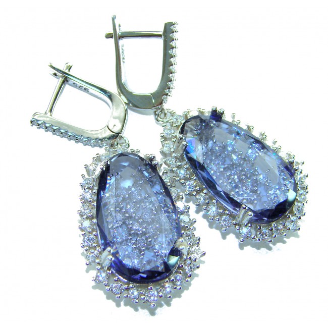 Splendid 17.5 carat Tanzanite .925 Sterling Silver Handcrafted Earrings