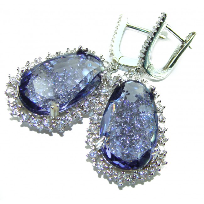 Splendid 17.5 carat Tanzanite .925 Sterling Silver Handcrafted Earrings