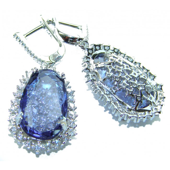 Splendid 17.5 carat Tanzanite .925 Sterling Silver Handcrafted Earrings