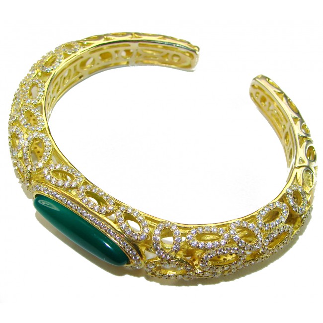 Luxurious Genuine 11.5 carat Jade 18K Gold over .925 Sterling Silver handmade Bracelet