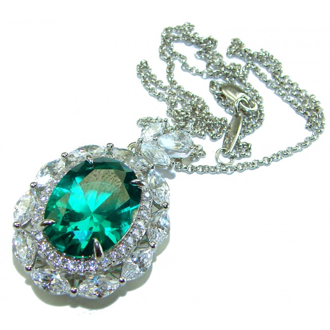 Heirloom authentic 17.9 carat Colombian Emerald .925 Sterling Silver handcrafted Statement necklace