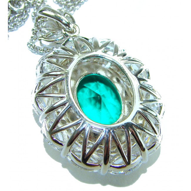 Heirloom authentic 17.9 carat Colombian Emerald .925 Sterling Silver handcrafted Statement necklace