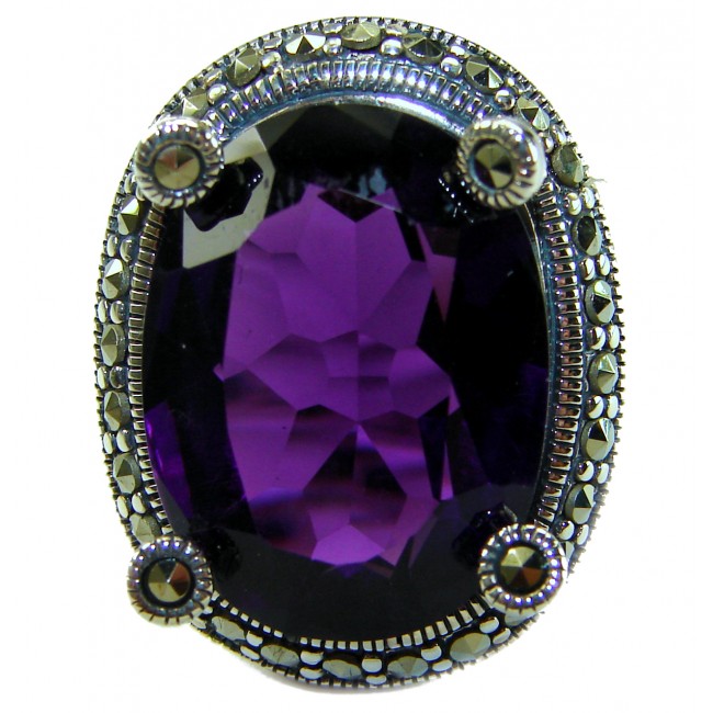 Purple Queen 20.2 carat natural Amethyst .925 Sterling Silver Handcrafted Large Ring size 8