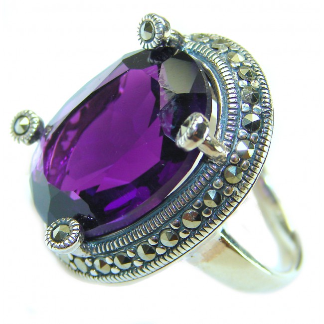 Purple Queen 20.2 carat natural Amethyst .925 Sterling Silver Handcrafted Large Ring size 8