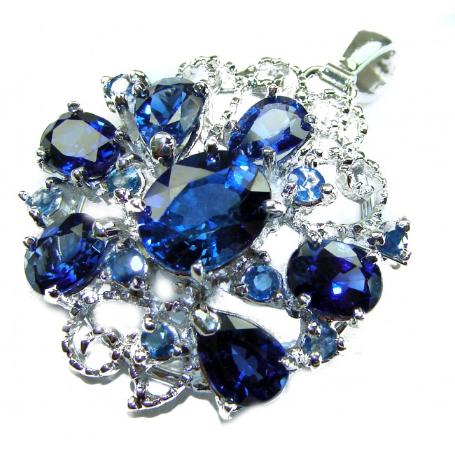 Authentic 17.8 carat African Kyanite .925 Sterling Silver handmade pendant brooch