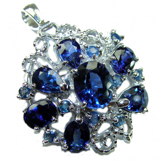Authentic 17.8 carat African Kyanite .925 Sterling Silver handmade pendant brooch