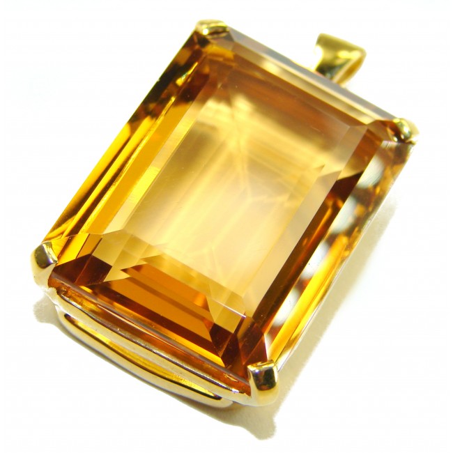Luxury genuine 33.5 CARAT baquette cut Champagne Topaz .925 Sterling Silver dipped in 18K Gold handmade Pendant - photo 5