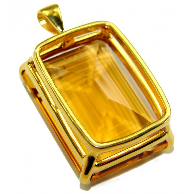 Luxury genuine 33.5 CARAT baquette cut Champagne Topaz .925 Sterling Silver dipped in 18K Gold handmade Pendant - photo 3