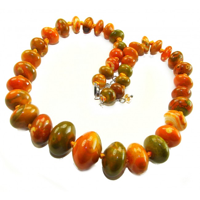 Top quality Rare Unusual Natural Carnelian Agate .925 Sterling Silver Necklace