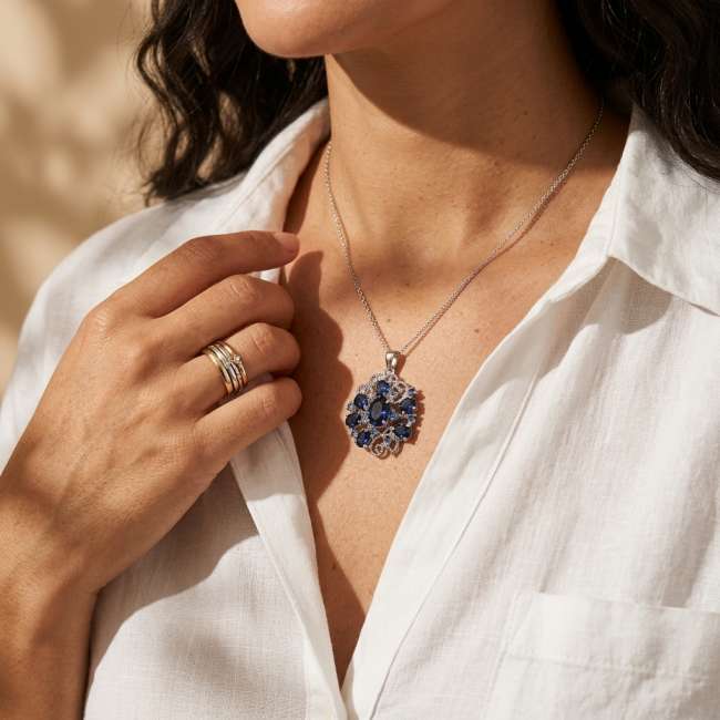 Authentic 17.8 carat African Kyanite .925 Sterling Silver handmade pendant brooch