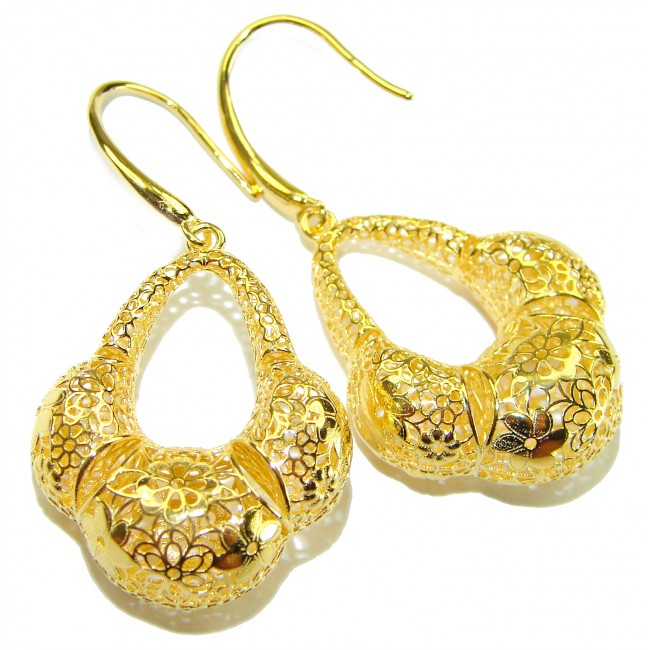 Black Label Collection - Dubai Style - Natural 22K Gold over .925 Sterling Silver handmade earrings