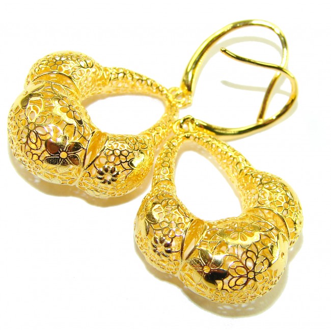 Black Label Collection - Dubai Style - Natural 22K Gold over .925 Sterling Silver handmade earrings