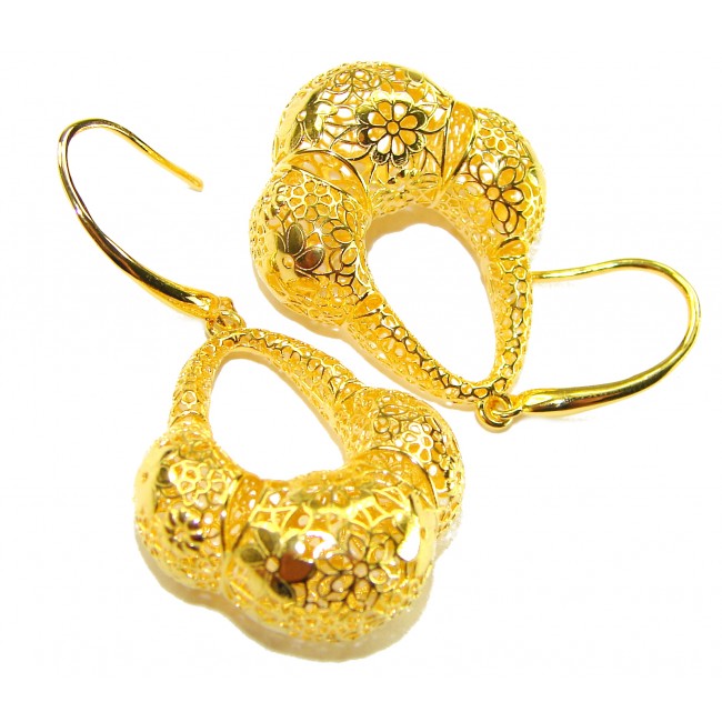 Black Label Collection - Dubai Style - Natural 22K Gold over .925 Sterling Silver handmade earrings