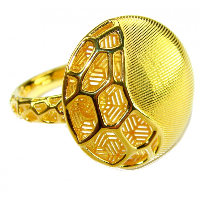 Dubai Style .925 Sterling Silver dipped in 22K Gold handmade Large ring size 9
